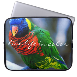 Colourful Lorikeet Bird Photo “Live Life in Laptop Sleeve