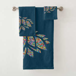 Colourful Lotus Flower Design Bath Towel Set