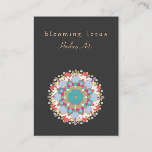 Colourful Lotus Flower  Mandala Healing Arts Business Card