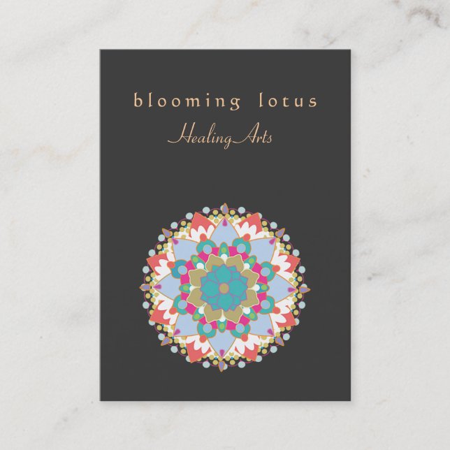 Colourful Lotus Flower  Mandala Healing Arts Business Card (Front)