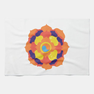 Colourful Lotus Flower Yin & Yang Mandala Kitchen Towel