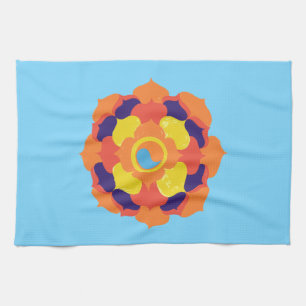 Colourful Lotus Flower Yin & Yang Mandala Kitchen Towel