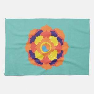 Colourful Lotus Flower Yin & Yang Mandala    Kitchen Towel