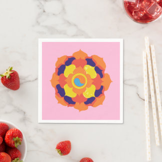 Colourful Lotus Flower Yin & Yang Mandala Napkin