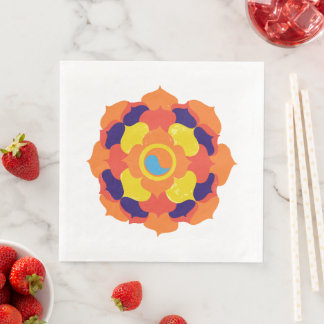 Colourful Lotus Flower Yin & Yang Mandala    Napkin