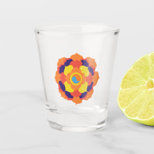 Colourful Lotus Flower Yin & Yang Mandala Shot Glass