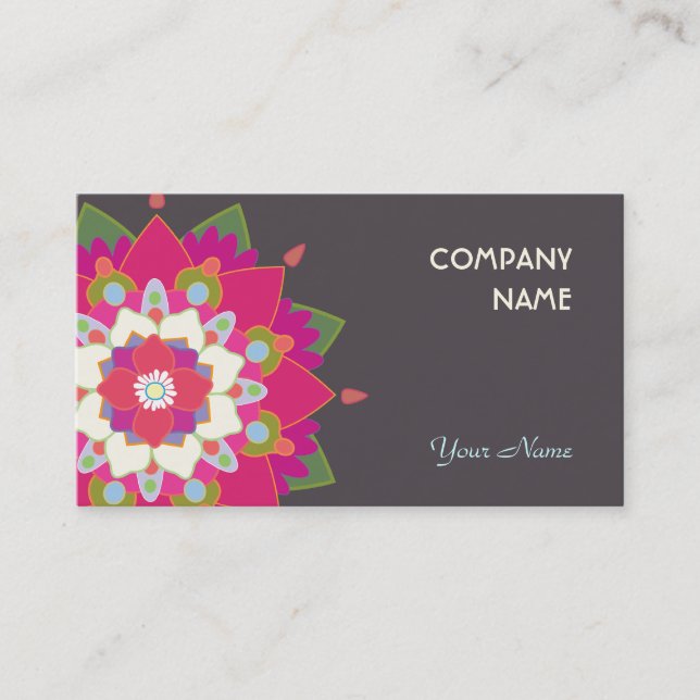 Colourful Lotus Mandala Health and Wellness Business Card (Front)