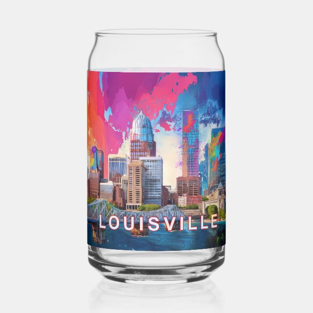 Colourful Louisville Skyline Can Glass (Back)