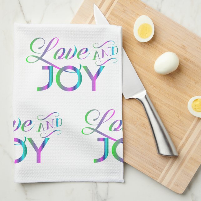 Colourful Love And Joy Kitchen Towel (Quarter Fold)