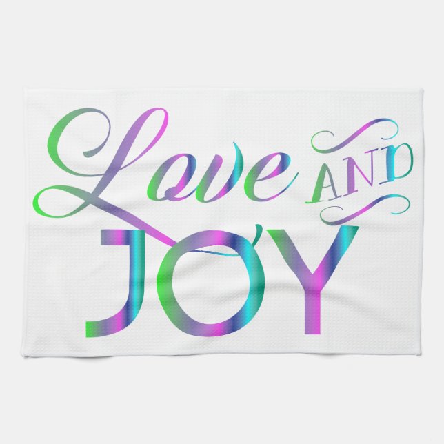 Colourful Love And Joy Kitchen Towel (Horizontal)