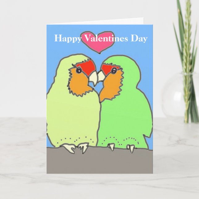 Colourful Love Birds Valentine’s Holiday Card (Front)