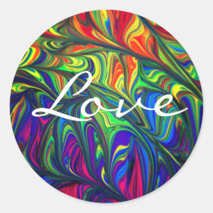 Colourful Love Classic Round Sticker