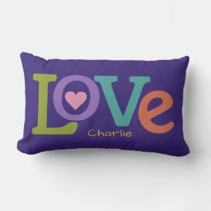 Colourful Love custom name throw pillows