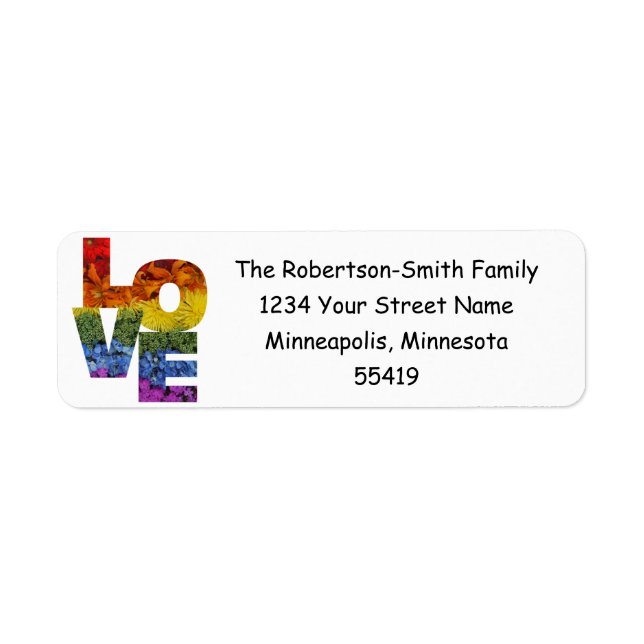 Colourful Love Flowers Address Labels (Front)