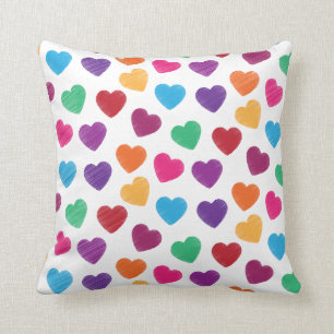 Colourful Love Heart Pattern Valentine's Day Throw Pillow