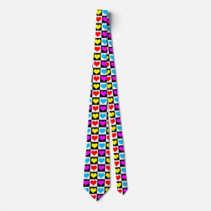 Colourful Love Hearts Geometric Block Print Tie