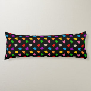 Colourful Love Hearts Pattern Design Black Body Pillow