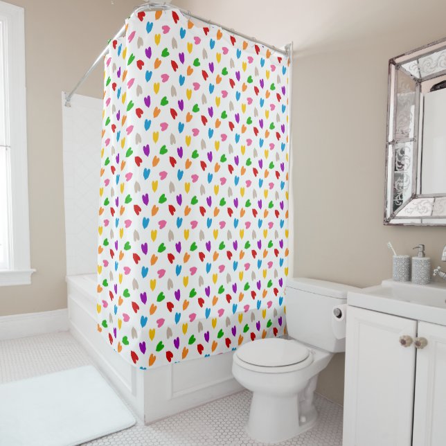 Colourful Love Hearts Pattern Design White  (In Situ)
