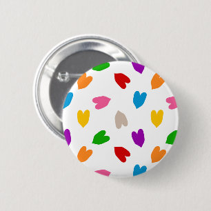 Colourful Love Hearts Pattern Design White 2 Inch Round Button