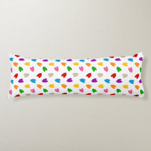 Colourful Love Hearts Pattern Design White Body Pillow