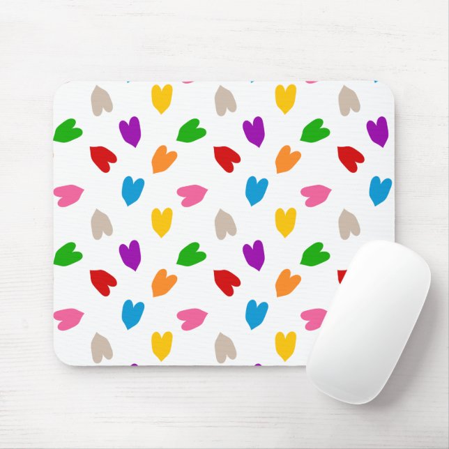 Colourful Love Hearts Pattern Design White  Mouse Pad (With Mouse)
