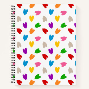 Colourful Love Hearts Pattern Design White  Notebook