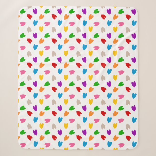 Colourful Love Hearts Pattern Design White  Sherpa Blanket (Front)