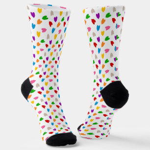 Colourful Love Hearts Pattern Design White Socks