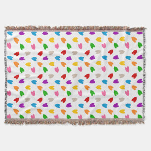 Colourful Love Hearts Pattern Design White Throw Blanket