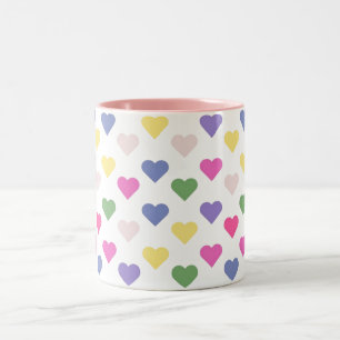 Colourful Love Hearts Two-Tone Coffee Mug