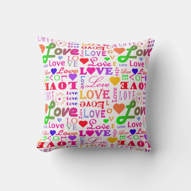Colourful Love Love Love Love Love Love Throw Pillow (Front)