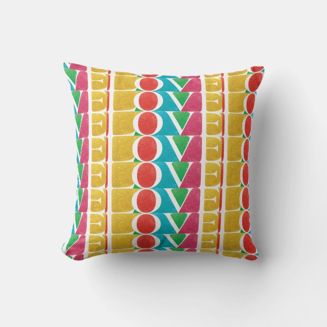 colourful LOVE LOVE LOVE merry christmas Throw Pillow (Front)