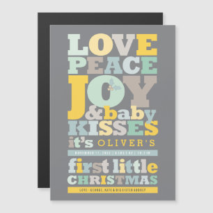 Colourful Love Peace Joy Holiday Birth Announcemen