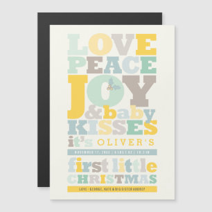 Colourful Love Peace Joy Holiday Birth Announcemen
