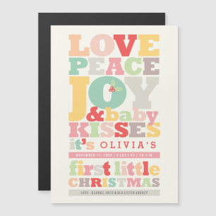 Colourful Love Peace Joy Holiday Birth Announcemen