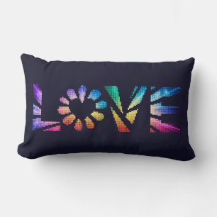 Colourful LOVE Word or Text Geometric Art Lumbar Pillow