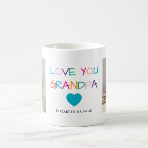Colourful “Love You Grandpa” Text and Custom Photo Coffee Mug