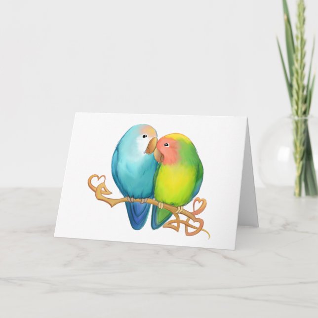Colourful Lovebirds Greeting Card (Front)