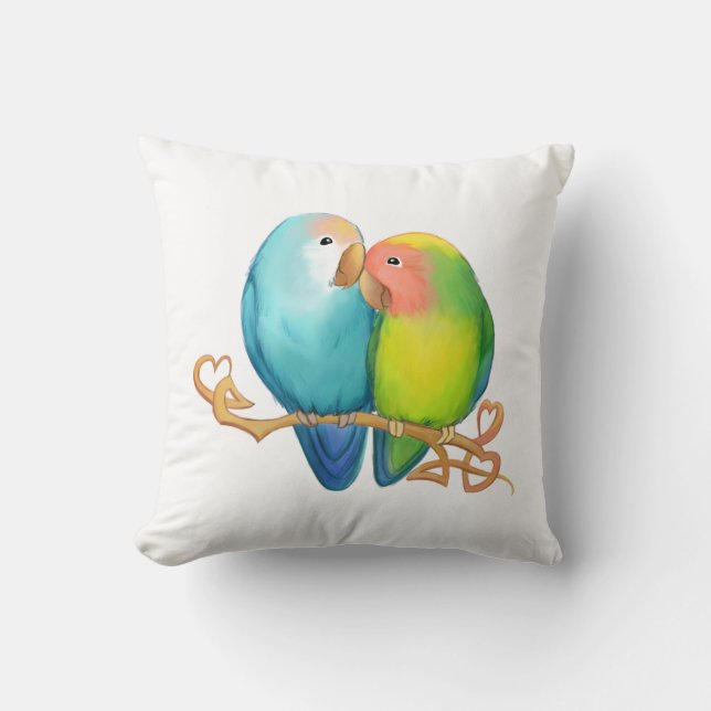 Colourful Lovebirds Pillow (Front)