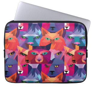 Colourful Low Poly Animals Pattern Laptop Sleeve