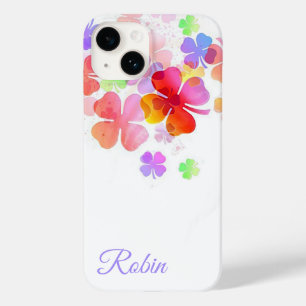 Colourful Lucky Four Leaf Clovers Personalized Case-Mate iPhone 14 Case