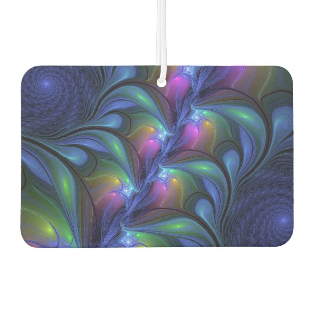 Colourful Luminous Abstract Blue Pink Green Fracta Air Freshener (Front)
