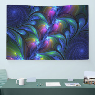 Colourful Luminous Abstract Blue Pink Green Fracta Banner