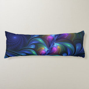 Colourful Luminous Abstract Blue Pink Green Fracta Body Pillow