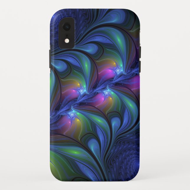 Colourful Luminous Abstract Blue Pink Green Fracta Case-Mate iPhone Case (Back)