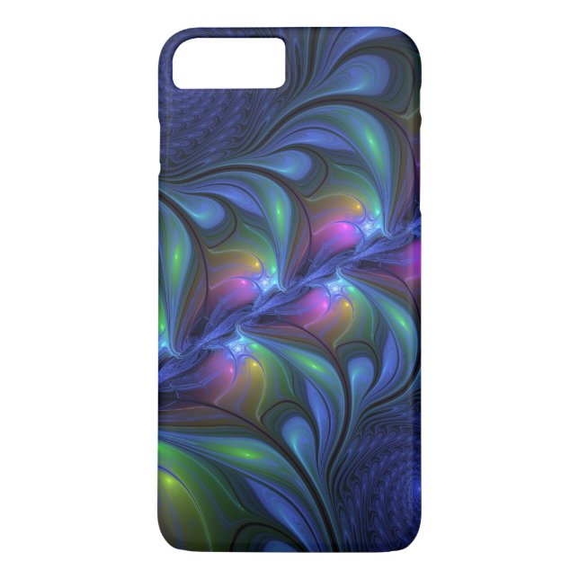 Colourful Luminous Abstract Blue Pink Green Fracta Case-Mate iPhone Case (Back)