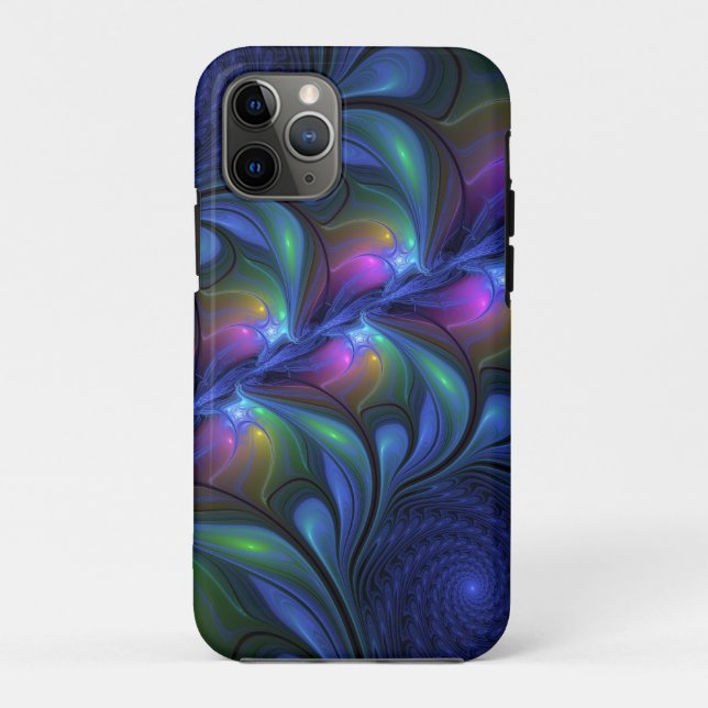 Colourful Luminous Abstract Blue Pink Green Fracta Case-Mate iPhone Case (Back)