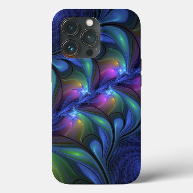 Colourful Luminous Abstract Blue Pink Green Fracta Case-Mate iPhone Case (Back)