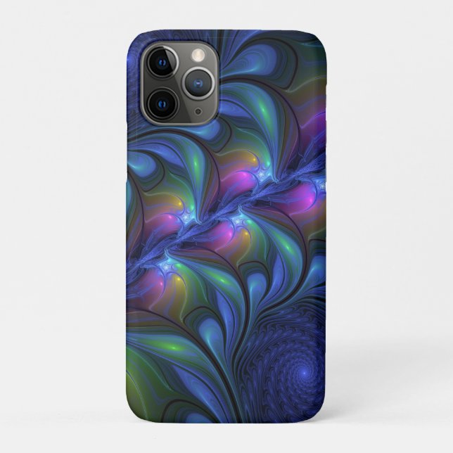 Colourful Luminous Abstract Blue Pink Green Fracta Case-Mate iPhone Case (Back)
