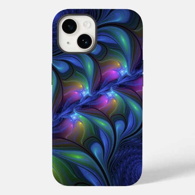 Colourful Luminous Abstract Blue Pink Green Fracta Case-Mate iPhone Case (Back)